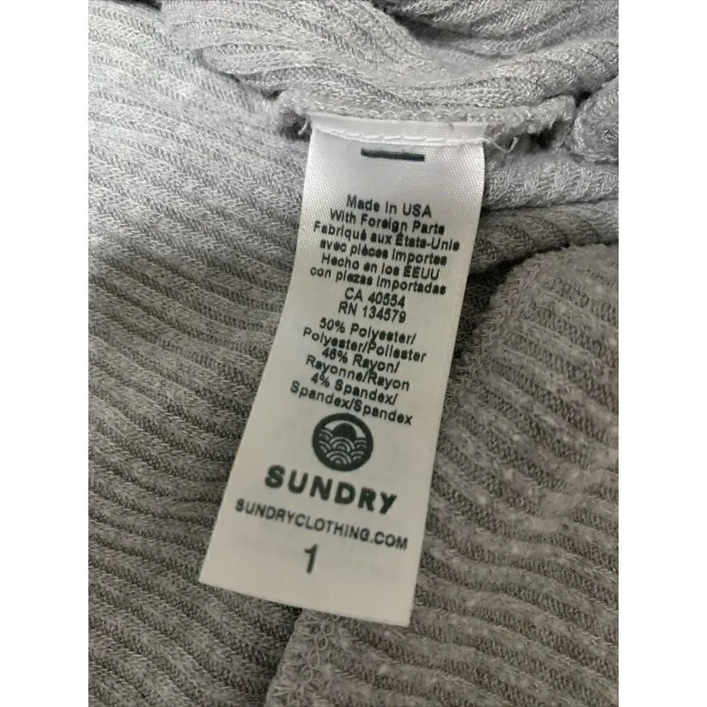 sundry womens solid gray long sleeve oversized sweater top 1 small